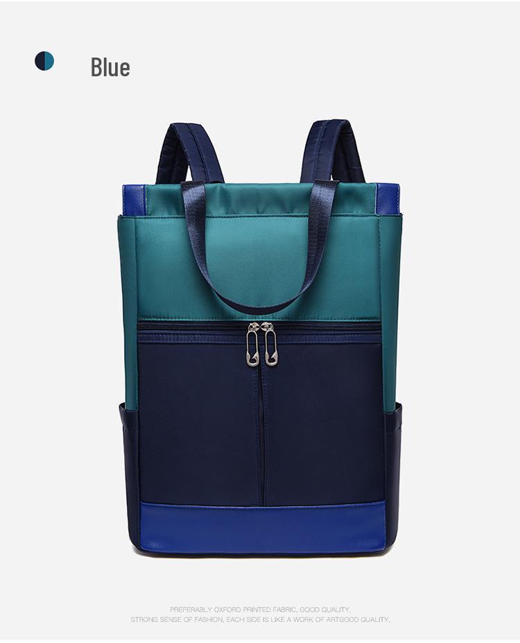 Damen Zwei-Wege Rucksack aus Oxford-Gewebe - Großes Fassungsvermögen, Unifarbe, Gedrucktes Logo, Reisehandtasche & Umhängetasche