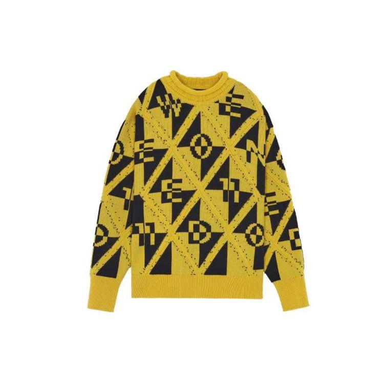 We11done FW21 Letter Jacquard Pullover Wool Sweater Unisex sweater Yellow WD-KO3-21-605-U-YE