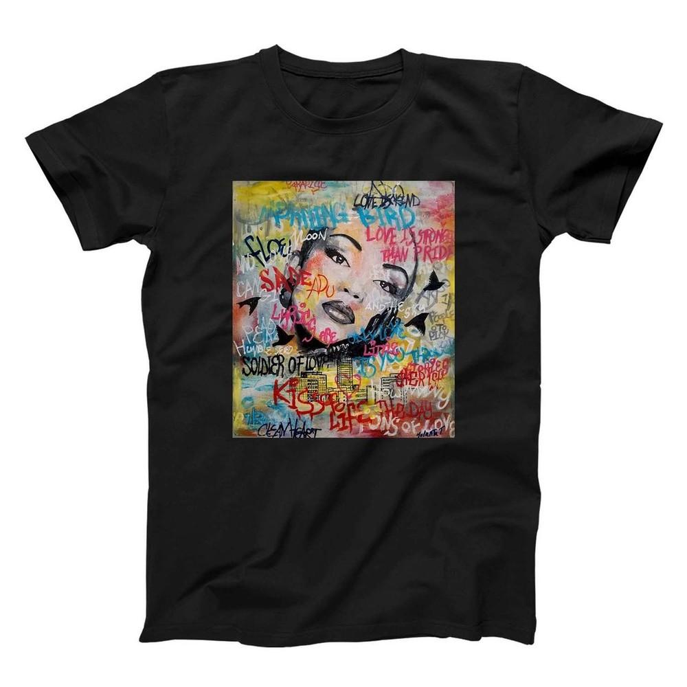 

Sade Adu Painting T Shirt Size S4XL Cotton Black Short Sleeve Shirt Unisex T-Shirt XXXL
