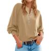 2025 European and American Independent Station Cross-border Women's Solid Color Knitted Button Loose Lantern Sleeve V-Neck Sweater