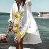 Fashion Women Floral Print Long Sleeves Buttons Cardigan Loose Shirt Dress