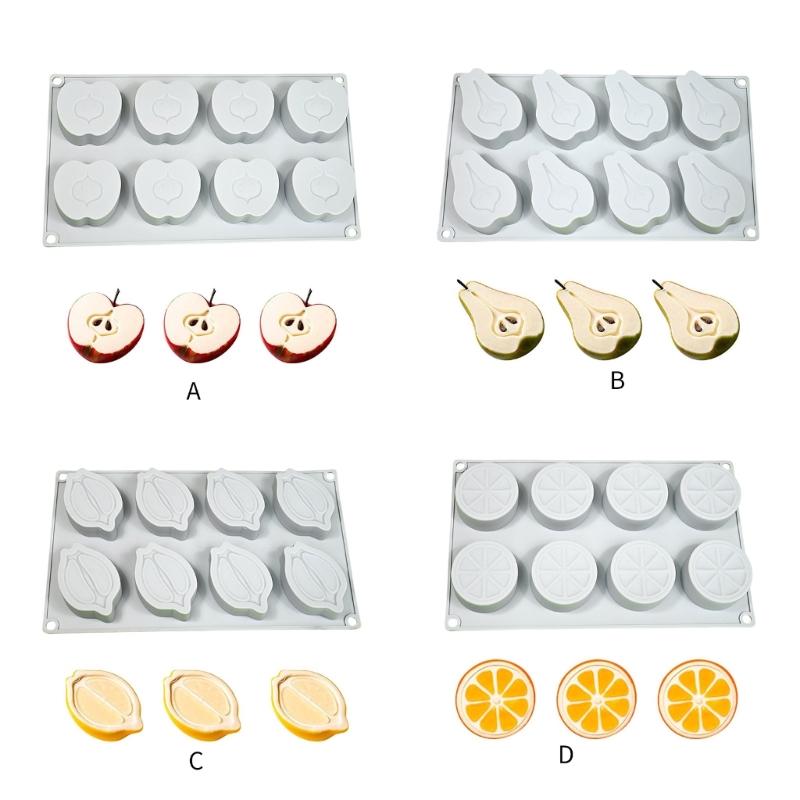 Silicone 8 Cavity Fruit Shape Mousse Cake Mold Set High Temperatures Resistant Dessert Mould Practical Baking Tool