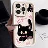 Cartoon Little Black Cat Cute Couple Phone Case For iPhone 16 15 14 13 PRO MAX 11 12 X XS XR 7 8 Plus Mini Y2k Shockproof Cover