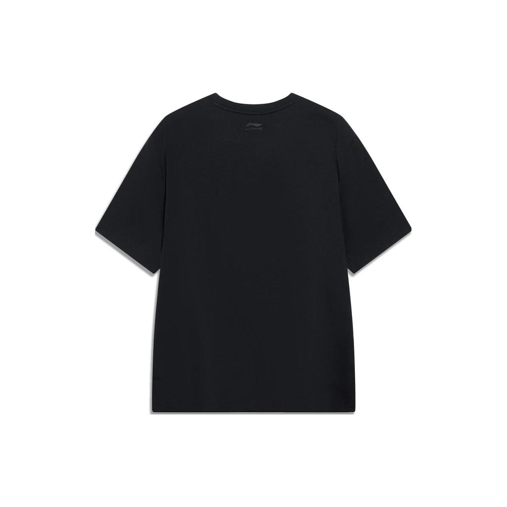 Li-Ning Sports Life Series Printed Letter Crew Neck Short Sleeve T-Shirt Men Tops Black AHST569-2