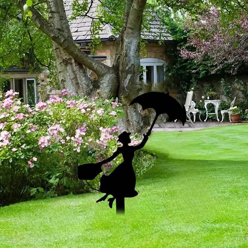 1pc Lady Silhouette Garden Sign With Stakes, Ground Insert Garden Decor, nsert Decor for Garden Patio, Fence Yard Lawn Art Decor