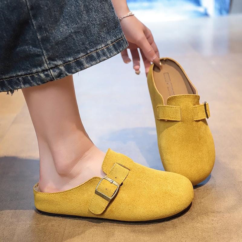 Wear Boken inner pedal retro outer drag women's summer half-care shoes to increase the height of Birken shoes bag head semi-new lazy sandals