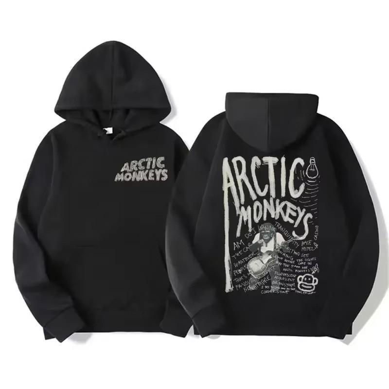 Męska bluza z kapturem Y2K Retro Arctic Monkeys Czarna - Bluza z nadrukiem albumu Hip Hop