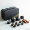 Japanese travel kung fu tea set small set household simple teapot ceramic teacup outdoor tea tray portable bag