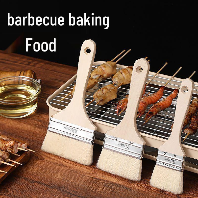 High-Temp Resistant Food Grade Wool Kitchen Oil Brush for BBQ and Baking