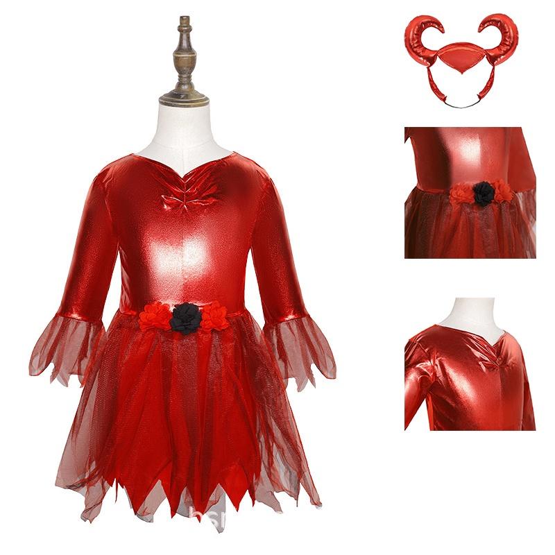 Halloween Red Bull Dämonenkostüm für Mädchen Weicher Polyesterstoff Europäischer und amerikanischer Stil Ideal für Cosplay und Kostümpartys