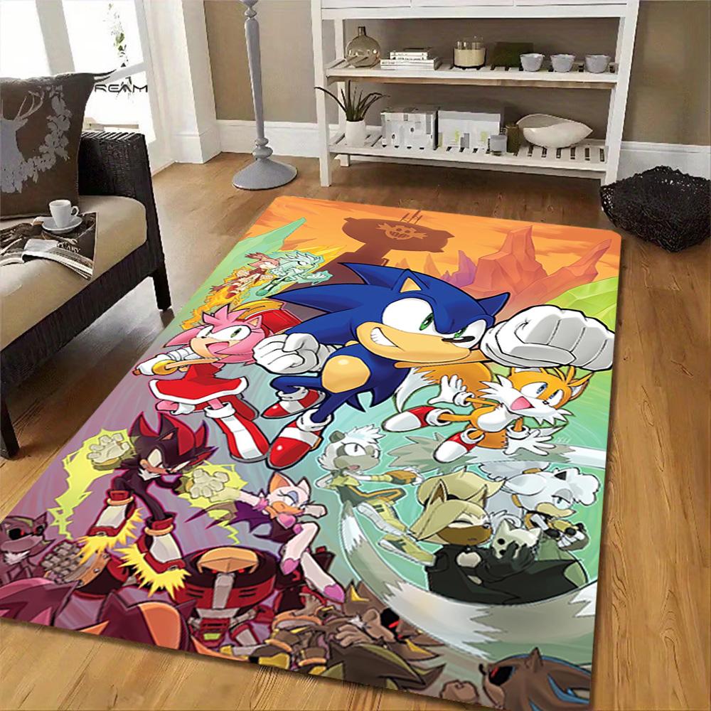 Sonic The Hedgehog Adventure Poster Decoration,Carpet,Living Room,Bedroom, Non-slip,Square rug