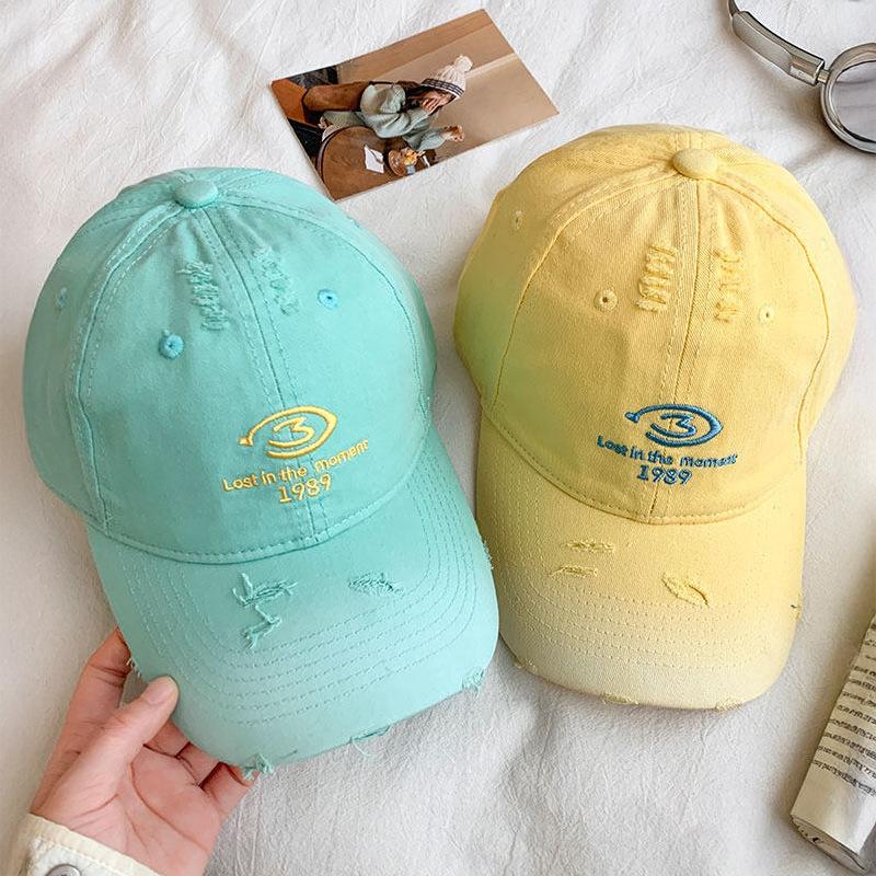 Spring And Summer Letter Embroidered Baseball Cap Female Retro Hat Showing Small Face Soft Top Cap Male