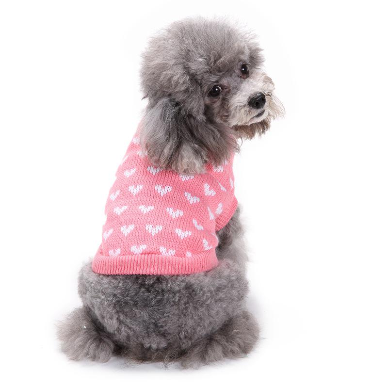 Pet Peach Heart Slim Fit Dog Sweater, Round Neck