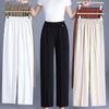 Women's Plus Size High Waist Cropped Wide Leg Pants – Elastic Waist Stretchy Polyester Trousers (Sizes XL-6XL)