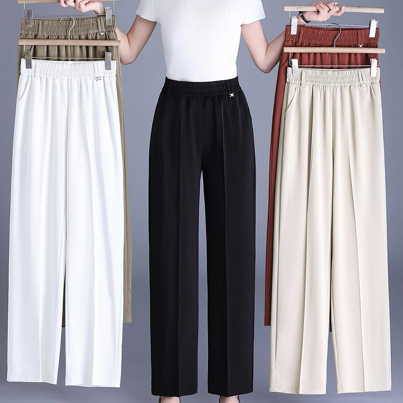 Women's Plus Size High Waist Cropped Wide Leg Pants – Elastic Waist Stretchy Polyester Trousers (Sizes XL-6XL)