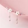 925 Sterling Silver Tassel Shell Cherry Blossom Charm Necklace Earrings Rings For Women Party Jewelry Set Pendientes A020
