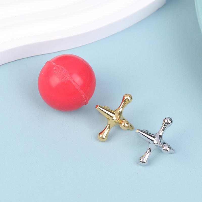 11Pcs/Set Metal Jack Game Retro Game With 10 Metal Jacks And 1 Balls Nostalgic Toys Intellectual Stress Relief Toys