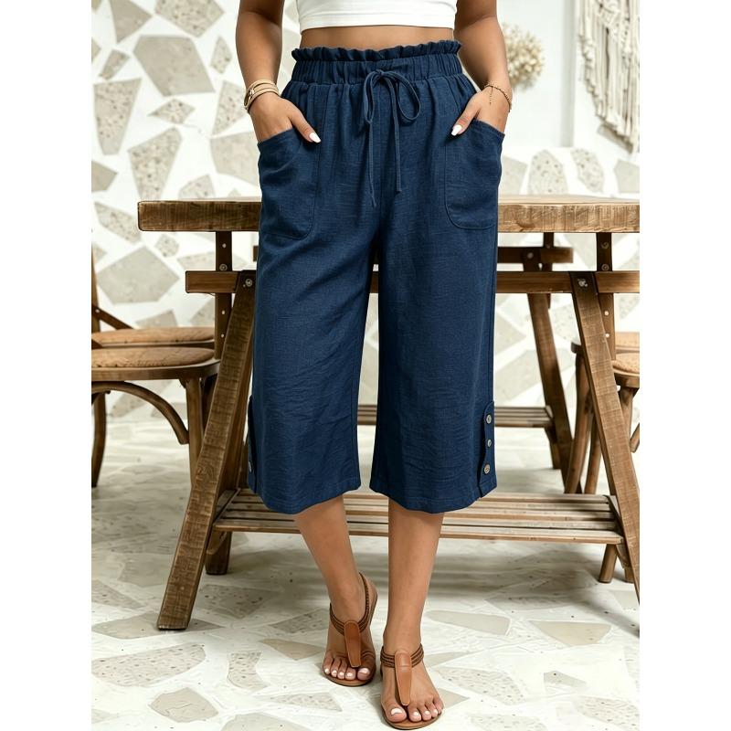 JPNTKY Women's Fashion Casual Solid Color Print Pants & Capris