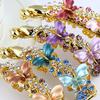 Women Elegant Crystal Diamond Hairpin Resin Butterfly Shaped Banana Hair Clip Claw Ponytail Holder Headwear Barrette