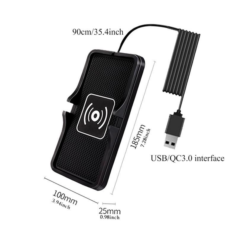 Fast Wireless Phone Charger For Car Cordless Fast Charging Pad For Auto Non-Slip Cell Phone Charger Pad Flat Charging Mat For