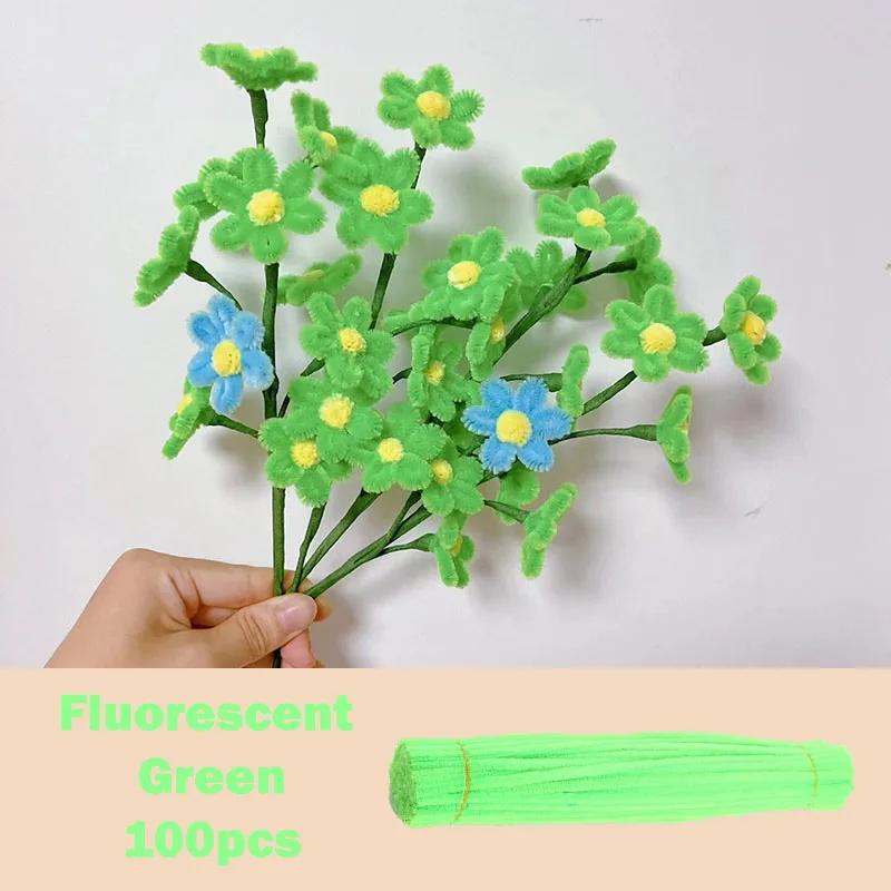 100Pcs Colorful Chenille Stems Pipe Cleaners Plush Tinsel Stem Wired Twist Sticks Hair Strip Diy Craft Educational Toys Handmade