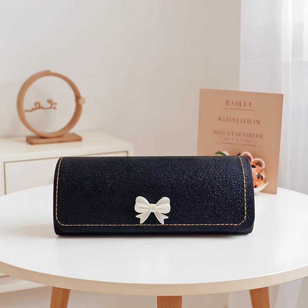 Boîte de rangement pour lunettes Étui à lunettes compact Contenant pour lunettes à nœud Étui à lunettes élégant en cuir PU pour les déplacements Cadeau pour étudiants