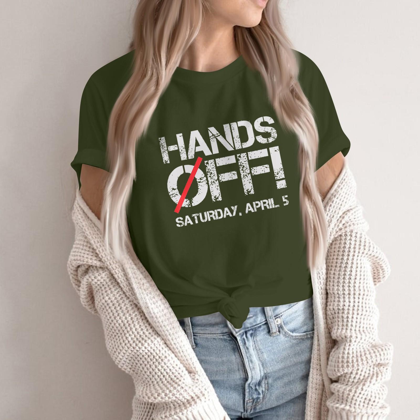 РУКИ ПРОЧЬ - Мужчины и женщины в одинаковом стиле Casual Fashion Street Slim с короткими рукавами Футболки Футболки вокруг текущих событий и политики L армия зеленый