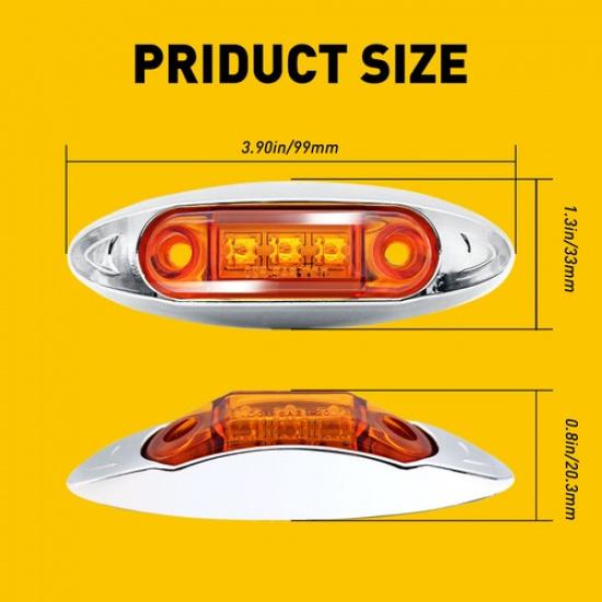 20pcs Amber LED Side Clearance Marker Light For Car Truck Trailer Pickup 12V 24V
