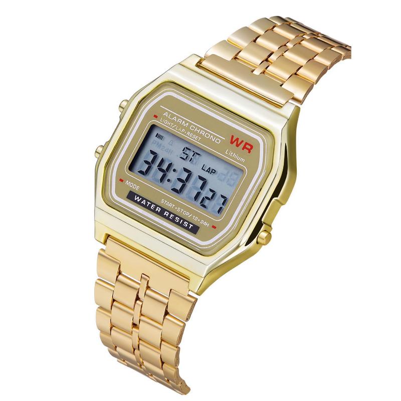F91W Non-Waterproof Steel Band Watch For Women Men Business Clock Multi-Functional LED Digital ActiveWear Watch Electronic Clock