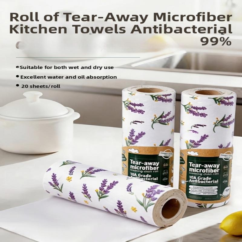 Tearable Microfiber Cleaning Cloth Roll Reusable With Cute Prints For Kitchen Wiping Home Use