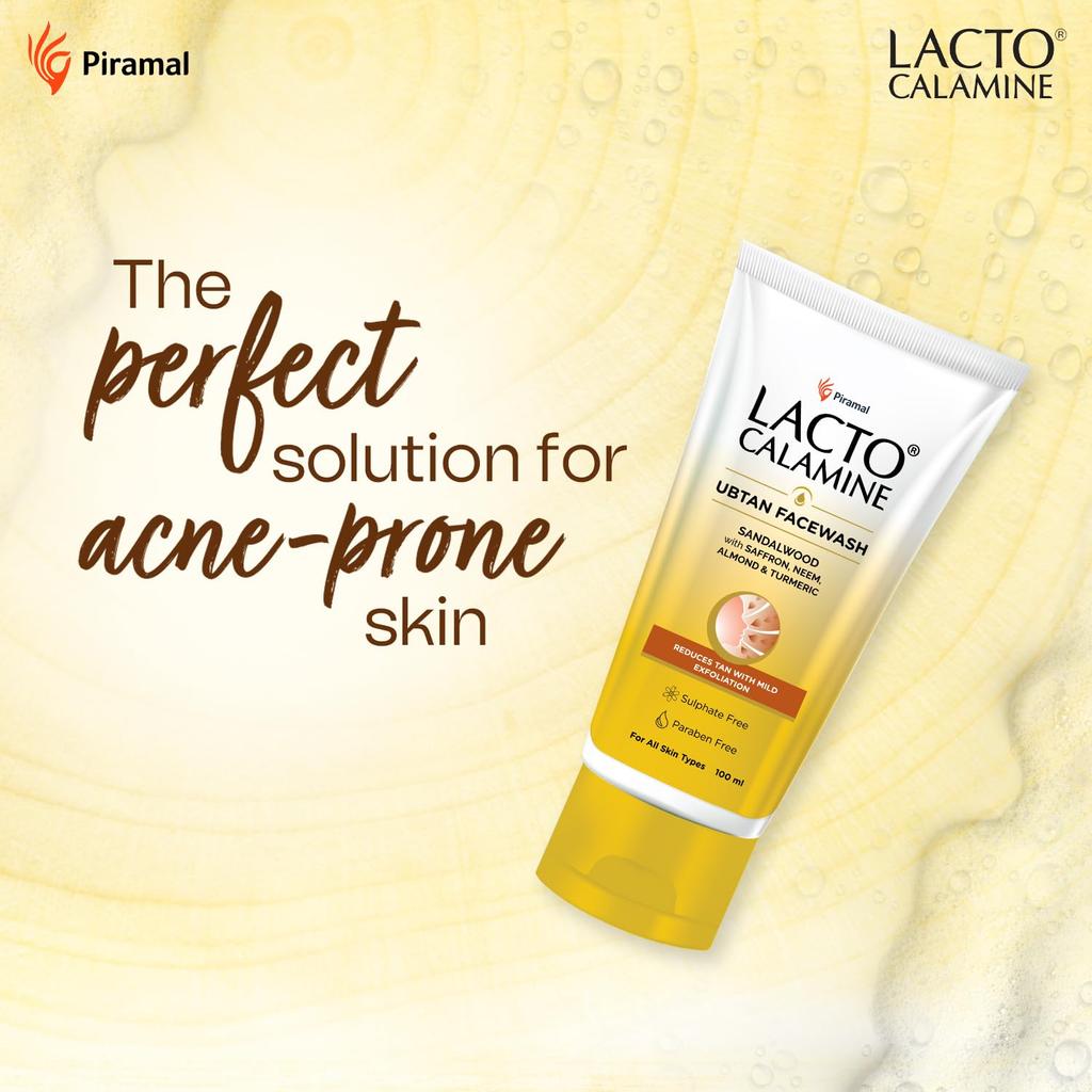 Lacto Calamine Ubtan Face Wash for Glowing Skin 100 Ml Pack of 1 Natural Exfoliating Facewash