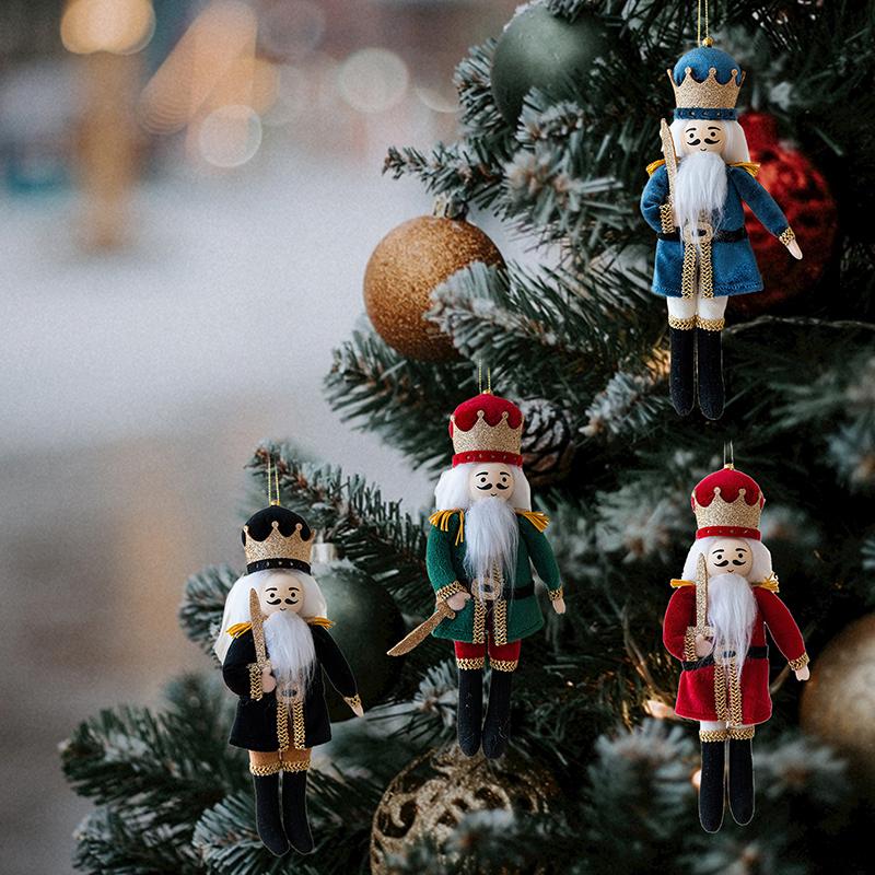 Nutcracker Hanging Ornament: Christmas Soldier Figure Stuffed King Fabric Nutcrackers Dolls Xmas Holiday Tree Decor For Holiday