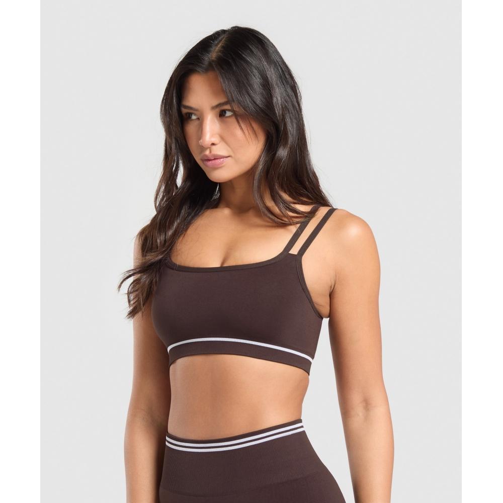 Gymshark Contrast Seamless Sports Bra Heritage Brown B2c1i Ncnz