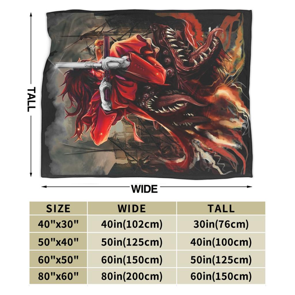 Anime Hellsing Blankets Fleece Print Breathable Ultra-Soft Throw Blanket for Home Travel Bedspread