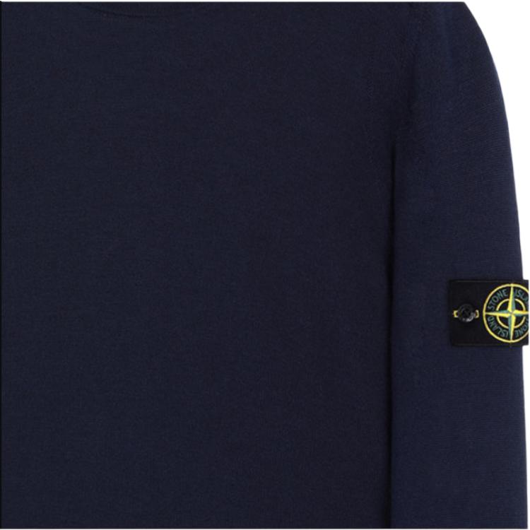 STONE ISLAND Sleeve Label Lightweight Wool Crew Neck Sweater Men Sweater Ocean-Blue 7315526C4-V0028