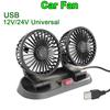 360° Adjustable Car Fan with 1/2/3 Heads Electric Air Circulator USB/12V/24V Silent Fan for Home Desk Office Car RV Truck