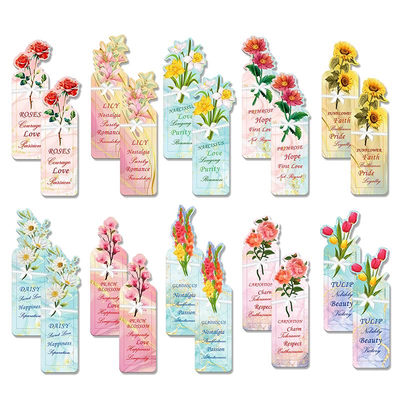 

WTEMPO Бумажные закладки в форме тюльпана, с принтом, закладки для чтения, маленькие карточки, складные бумажные закладки для DIY, закладки в подарок для книголюбов и читателей 2set разноцветный