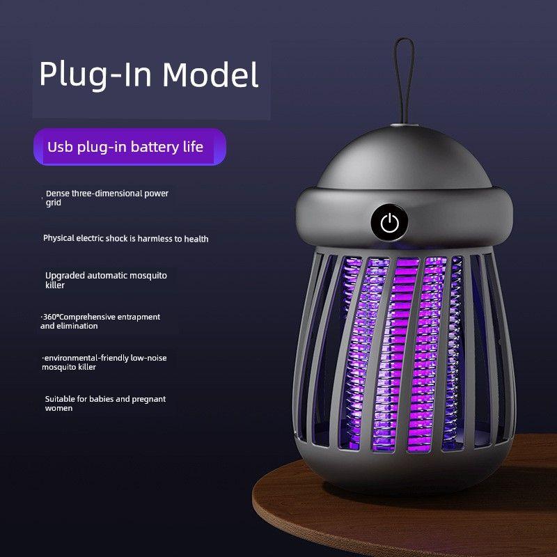 Electric Mosquito Killer Lamp, Household Light-Sound Mosquito Repellent, USB Charging, Outdoor Portable Inhalation Mosquito Repellent Lamp Gray Jellyfish Direct Plug-In Style