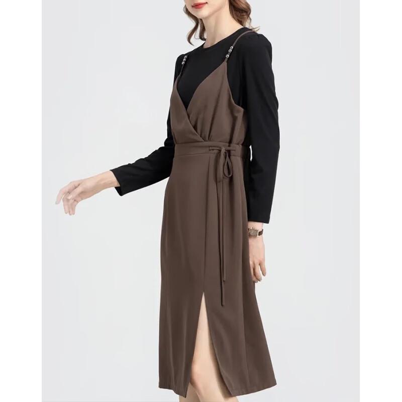

Women s Elegant Long Sleeve Slit Midi Dress V51006L2 XL