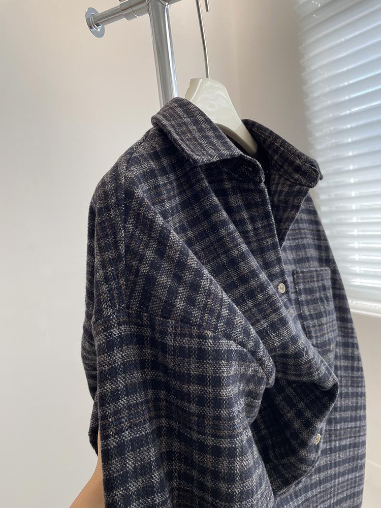 Damen Retro Karobluse - Herbst/Winter 2025 Koreanischer Lockerer Schnitt, Langarm Layering-Stil