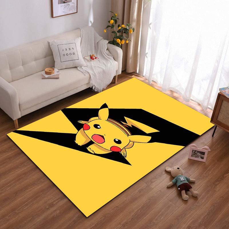 Cute Pikachu with Lightning Bolt Design Rug Non-slip rug suitable for living room and bedroom sofas