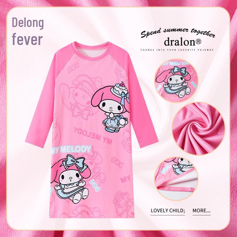 Roztomilý dětský fleecový noční košile na podzim a zimu - Teplé pyžamo s dlouhým rukávem pro dívky