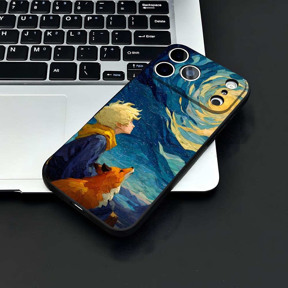 Little P-Prince And A F-fox Phone Case For IPhone 17 Air 16 E Pro Max 15 14 13 Mini 12 Pro 11 Max Plus Black Soft Shell