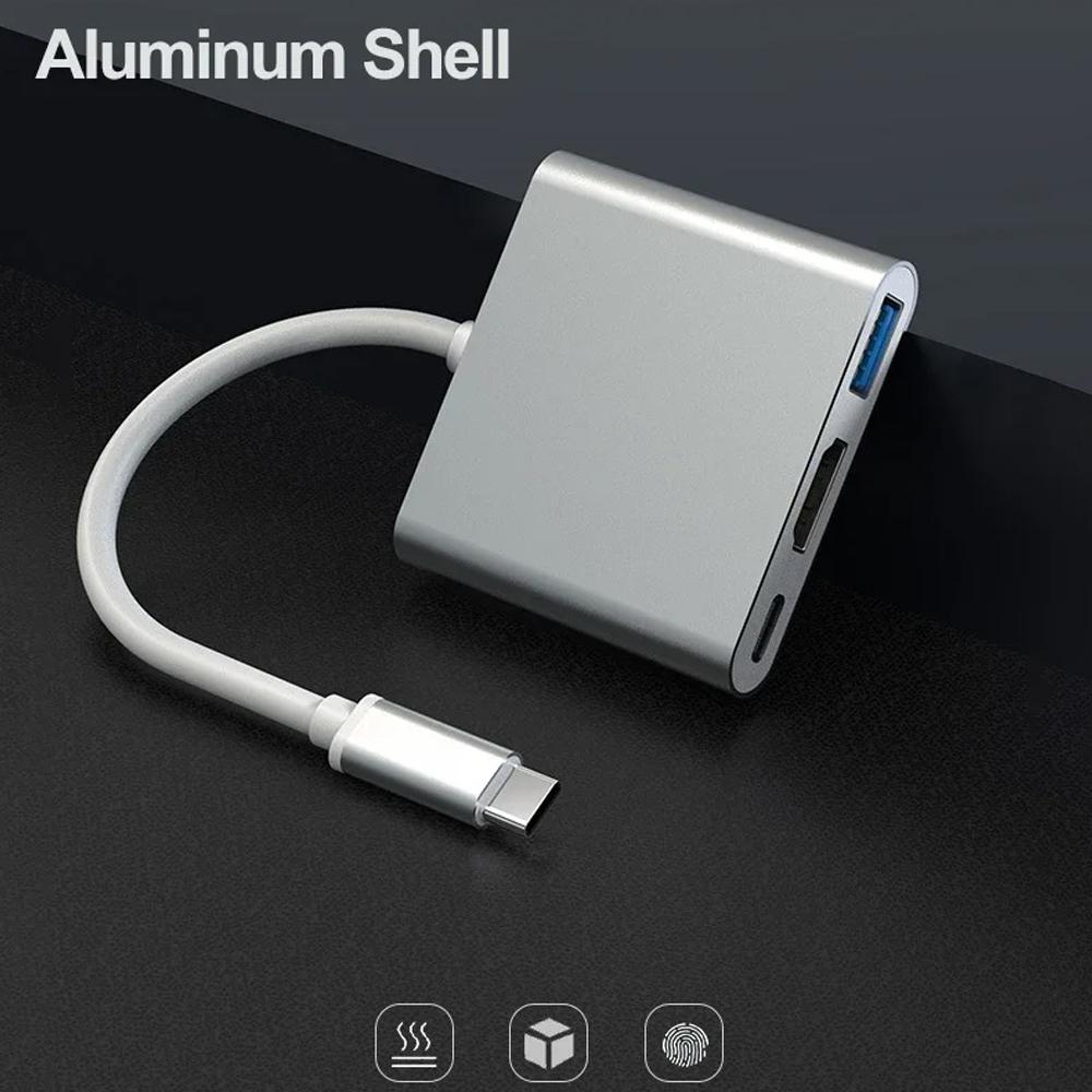 3-in-1 USB C Hub Type-C to HDMI Adapter USB-C 3.1 Splitter 4K30Hz PD100W SD TF Docking Station for MacBook iPad Pro Air USB 3.0