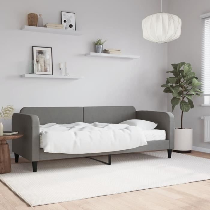VidaXL Lit de jour avec matelas gris foncé 80x200 cm tissu 3196794