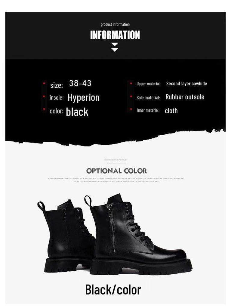 Men's 2024 Autumn British-Style Genuine Leather High-Top Work Boots