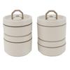 Isolierte Lunchbox aus Edelstahl mit Thermotasche Rund Versiegelt Beige Weiß Isolierte Bento-Box