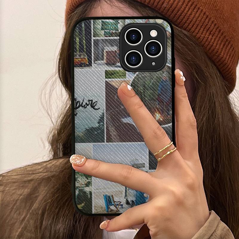 Camping Nature Mountain Phone Case Hard Leather Case for iPhone 11 12 13 Mini Pro Max 8 7 Plus SE 2020 X XR XS Coque