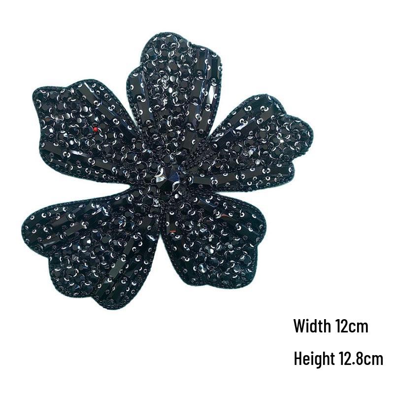 Aplique de Flor de Lantejoulas Autoadesivo para Vestido de Noite e Acessórios de Roupa