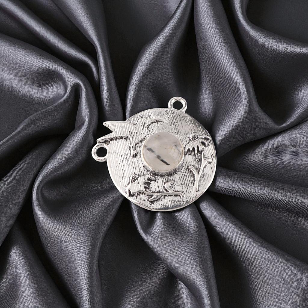 Natural Black Rutile Gemstone 925 Sterling Silver  Jewelry Handmade Pendant0.92" CP-34-27